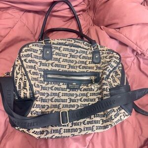 Juicy Couture Black and Cream Script Travel Bag